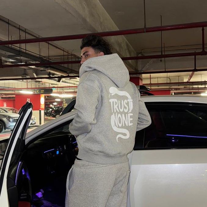 Trust None Grey Zip Hoodie